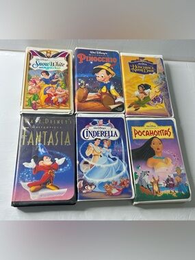 Disney Vintage Nostalgia bundle of six VHS Tapes Walt Disney Masterpieces